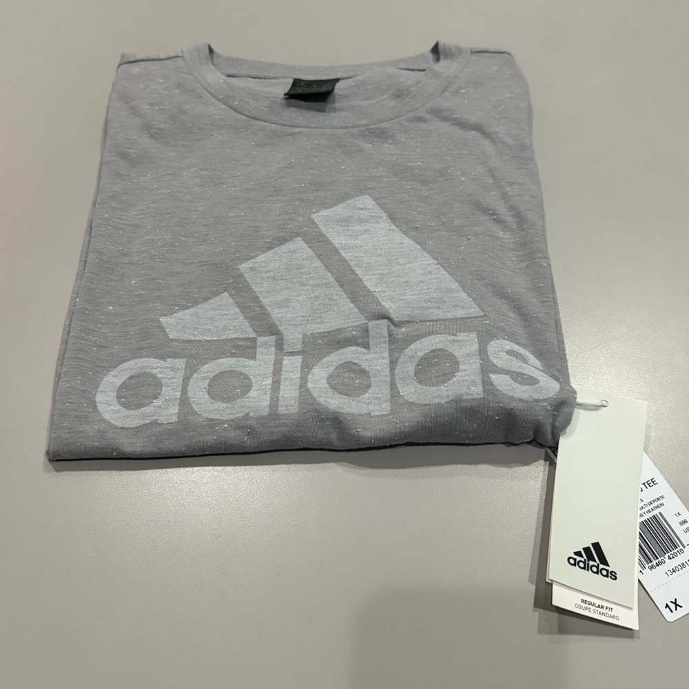 Adidas Light Gray T-Shirt  1X  NWT!